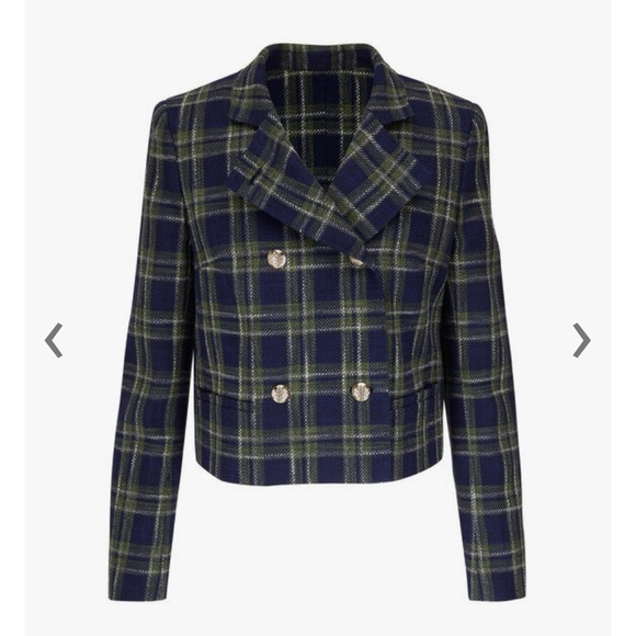 Lafayette 148 New York Delft Multi Double Breasted Crop Blazer
